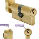 Solid Brass Lock Cylinder with 3 Brass Keys 63mm Door Lock Cylinder Replacement