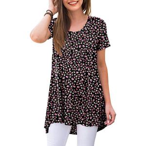 POPYOUNG Women's Summer Long Tunic Top To Wear With Leggings Short Sleeve Shirt Loose Fit Dressy. M Size