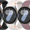 Meliya No Gap Bands Only Compatible with Samsung Galaxy Watch 7 FE 6 5 4 40mm 44m/Watch 6 Classic 43mm 47mm/Watch 4 Classic 42mm 46mm/Galaxy Watch 5 Pro 45mm, 20mm Soft Silicone Sport Band for Women & Men (Black+Starlight+Smoke Purple)