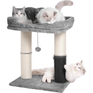 Cat Tree Tower for Large Cats Cat Scratching Post with 20x15.7Wide Top Bed, Self Groomer, Thick Scratch Post [Dia=4.5] and Danging Ball Great for Indoor Cats-Large Grey