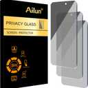 Ailun Privacy Screen Protector for iPhone 16 Plus/ 15 Plus/ 15 Pro Max 6.7 Inch 3 Pack Tempered Glass Anti Spy Private