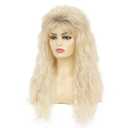 Blonde Long Curly Wig for Women 70s 80s Rocker Punk Wigs with Bangs Cosplay Halloween Costume Party Wigs