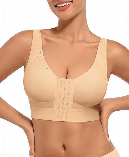 FeelinGirl Minimizer Bras Post Surgery Compression Front Closure Bra Wirefree Mastectomy with Adjustable Straps, XL
