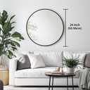 Oruii Round Mirror, Black Round Mirror 24 inch, Circle Wall Mirrors Metal Frame, Black Circular Mirrors for Bathroom, Wall, Living Room, Entryway, Hallway, Vanity, Rustic
