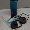 BJPKPK Insulated Water Bottle with Straw Lid, 40oz Large Thermal Flasks with 3 Lids, Paracord Handle & Non-slip Boot, BPA Free Leak Proof Stainless Steel Metal Water Bottles, Tumblers, Cups,Blue Black