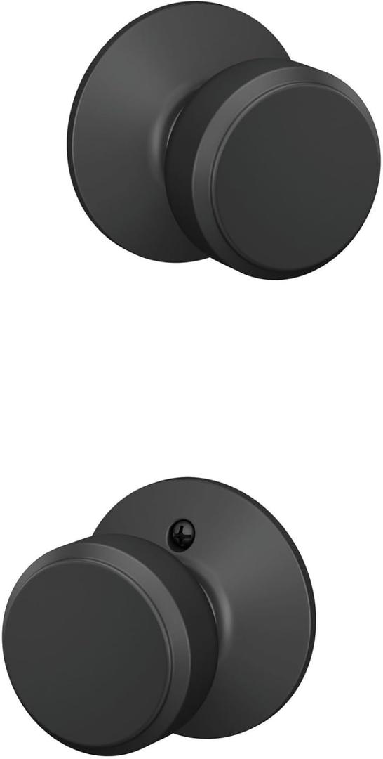Schlage F10 BWE 622 Bowery Door Knob, Hall & Closet Passage Lock, Matte Black