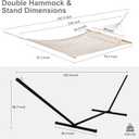 SUNCREAT Double Outdoor Hammock with Stand Included, Portable Cotton Rope 2 Person Hammock for Outdoor, Patio, Garden, Backyard, Beige