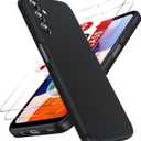 LeYi for Samsung Galaxy A14 5G Phone Case: Galaxy A14 5G Case with 2 PCS Tempered Glass Screen Protector, Slim & Anti-Scratch, Liquid Silicone Shockproof Cover for Samsung A14 5G Case (Black)
