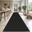 KOZYFLY 3x20 Long Runner Rug, Washable Non Slip Hallway Rug, Black/Grey | Long braided cotton carpet runner with rubber backing for hallways, kitchens, entryways and high-traffic indoor floors