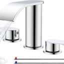 Ultimate Unicorn 8 inch Bathroom Faucet Chrome, Waterfall Bathroom Sink Faucet with Metal Pop-up Sink Drain Stopper and 2 Supply Hoses,2 Handle Widespread Faucet for Vanity Sink 3 Holes