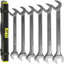 KJE 6PCS SAE 1 3/8" to 2" Jumbo Angle Wrench Set, Large Big Wrench Set, 15° & 60° Angled Heads, High Carbon Steel with Sandblasted Chrome & Storage Bag for Heavy-Duty Mechanics & Automotive & Truck