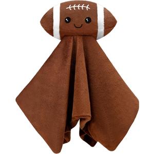 Fanfanwin 15 Inches Cute Football Security Blanket Football Baby Stuff Lovely Plush Sleeping Snuggle Gifts Sport Nursery Baby Shower Decor for Newborn Toddler Stuffed Snuggle