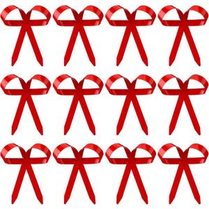 12 Pcs Gold Metal Bow Ornaments with Clip Gold Bow Decoration for Wedding Bridal Baby Shower Birthday Party Decor Garland Wreath Home Indoor Outdoor, 4 x 5 inches(Red)