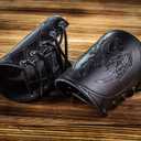100% Genuine Leather Handmade Wrist Cuffs Bracers - LARP Gauntlet - Real Leather Wristbands - LARP Accessories Viking Cosplay Armor Bracelet Dragon Embossing Archery Armguard 5" 130drhh