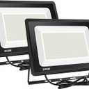 2 Pack 300W LED Flood Light Outdoor (1600W Equivalent), 36000LM Ultra Bright Security Lights, IP66 Waterproof Exterior Plug in Floodlight, 6000K Daylight White for Lawn Yard Garden Stadium