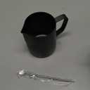 Milk Frothing Pitcher, 12OZ/350ML Stainless Steel Espresso Steaming Pitcher Coffee Milk Frother Cup with Decorating Art Pen for Espresso Machine, Milk Frother, Latte Art Black