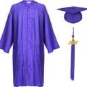 Unisex Adult Matte Graduation Cap and Gown Tassel Set (51''FF(5'6''-5'8''), Purple)