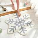 Drydiet Winter Snowflake Bathroom Rug Snowflake Bath Mat Non Slip Washable Rug Welcome Decorative White Gray Doormat for Winter Home Decor Holiday Kitchen Decorations 23.62 Inch