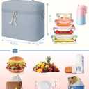 HowFly Lunch Bag Women Lunch Box for Women Cute Corduroy Insulated Lunch Bag Adult Large Cooler Lunch Tote Bags for Work Picnic Beach, Blue