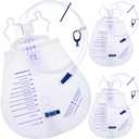 2000mL Catheter Bags for Men, Urine Drainage Bag with Anti-Reflux Chamber, Large Capacity Overnight Urine Collection 48" Drainage Tube with Hanging Hook (3 Pack)