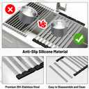 TIKNIK 17.5" X 13" Roll Up Dish Drying Rack, 304 Stainless Steel Over Sink Dish Drying Rack, Foldable Heat-Resistant Dishes Drainer for Kitchen and RV Sink Counter, Black