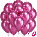 4 x Bezente Metallic Hot Pink Latex Party Balloons - 100 Pack 12 inch Round Helium Metallic Pink Magenta Fushsia Balloons for Bachelorette Gender Reveal Birthday Wedding Anniversary Party Decorations
