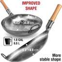 YOSUKATA 14 Round Bottom Carbon Steel Woks and Stir Fry Pans Unseasoned Pow Wok for Stir Fry, BBQ & Camping Hand-Hammered Traditional Japanese and Chinese Pan Gas Stove, Open Fire Only