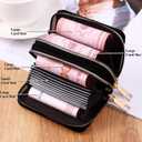 Trendy Crocodile Patterned PU Card Holder, Zippered Multi-slot Small Purse for Men & Women (Black)