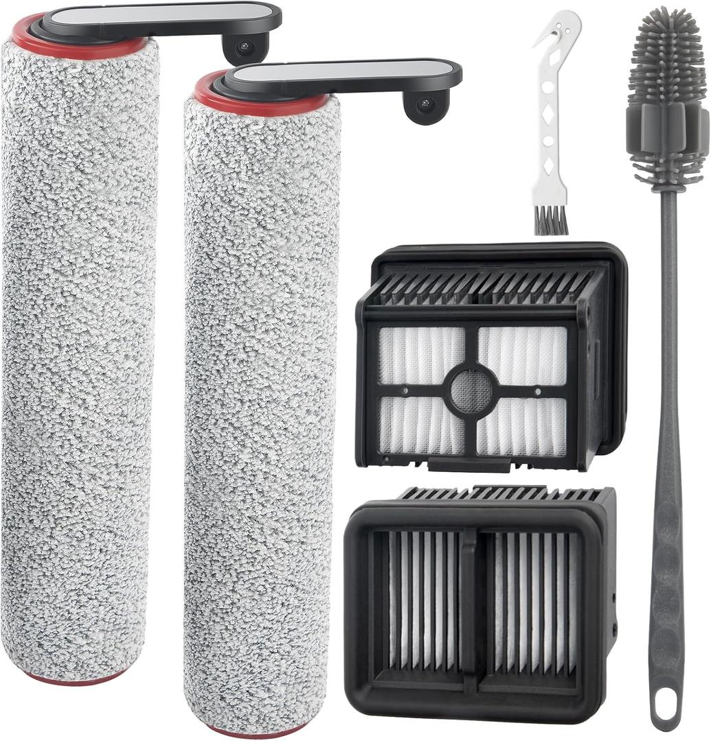 H12 Pro Roller Brush Replacement and HEPA Filter for Dreame H12 Pro, H12 Dual, G10 Pro Cordless Wet Dry Vacuum Cleaner, 2 Brush Rollers, 2 HEPA Filters, 1 Water Tank Brush, 1 Cleaning Brush