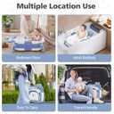 TPN Collapsible Baby Bathtub, Baby Bath Tub with Soft Cushion & Real-Time Thermometer, Baby Bathtub Infant to Toddler Tub (0-36 Months), Portable Travel Baby Tubs for Newborns (Blue)