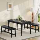 HOOBRO 39.3'' Bamboo Dining Bench, Farmhouse Kitchen Table Bench, Kitchen & Living Room Furniture, Easy to Assemble, Sturdy and Stable, Black BK03CD01G2, 11.8"D x 39.3"W x 17.7"H