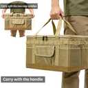 57L Tactical Camping Storage Bag - Khaki, Waterproof, Foldable Utility Tote Bag with Axe Holder, Outdoor Picnic Organizer for Camping, Hiking, BBQ,Trunk Organizer, X-Large