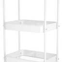 3-Tier Rolling Metal Storage Cart with Wheels, Multi-Functional Organizer for Office, Kitchen, Bathroom, Books Diapers - Easy Assembly (White)