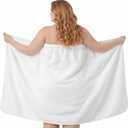 Towel Wrap for Women Plus Size (XL-2XL) with Hair Towel Wrap, Microfiber Bath Wrap Soft & Comfortable Absorb Water Body Wrap Oversized Button Design, White