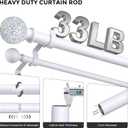 White Double Curtain Rod 72 to 144 Inch, Decorative Extra Long Dual Curtain Rod with Mosaic Glass Crystal Ball Finial, 1 Inch Adjustable Heavy Duty Cute Coastal Drapery Rods for Girls Room