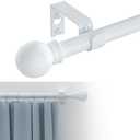 GXOACKJ Curtain Rods for windows 32-48 inch, 5/8 inch Decorative White Splicing Heavy Duty Metal Curtain Rod set with Brackets