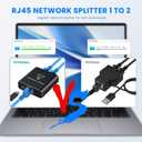 Gigabit Ethernet Splitter 1 to 2 High Speed 1000Mbps, LAN Network Splitter with USB Power Cable, Gigabit RJ45 Internet Ethernet Splitter for Cat 5/5e/6/7/8 Cable [2 Devices Networked Simultaneously]