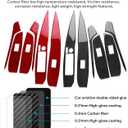 AIRSPEED for 2018-2024 Toyota Camry Carbon Fiber Car Door Window Button Cover Center Console Interior Trim Accessories, Black with Folding Rearview Mirror Button