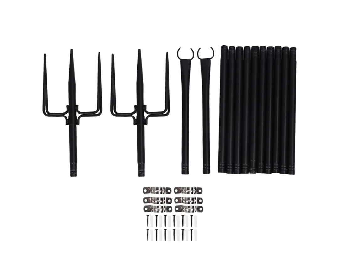 Tnfeeon 2 Set Adjustable Outdoor String Light Poles Metal Stand for Patio Garden Backyard Balcony Party Decor Support Hanging Height 270cm Iron Material