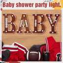 Realspring Baby Shower Sign Babe Marquee LED Letters Battery Operated Light up Centerpieces Glowing Home Table Party Decor for Boy Girl Gender Reveal Birthday, 8.26''(Football Baby, Brown)