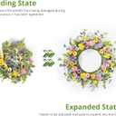 24" Front Door Wreath for Spring Summer Floral Seasonal Wreath with Colorful Flower Vibrant Artificial Daisy &Eucalyptus with Berries for Indoor & Outdoor Wall Home Decor (Pastel Multicolored)