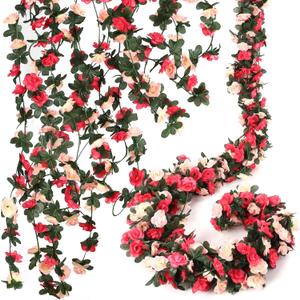 Alotiki 16 Pcs 131.2 FT Flower Garland,Rose Garland,Pink Flower Vines for Decoration, Wedding, Garden, Wall Decoration,Backdrop,Bedroom,Birthday Party