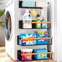 POLRAI 4 Pack Magnetic Shelves for Washing Machine Magnetic Shelf for Fridge Powerful Magnetic Shelves and Magnetic Hook for Laundry Room Kitchen Bathroom Organization