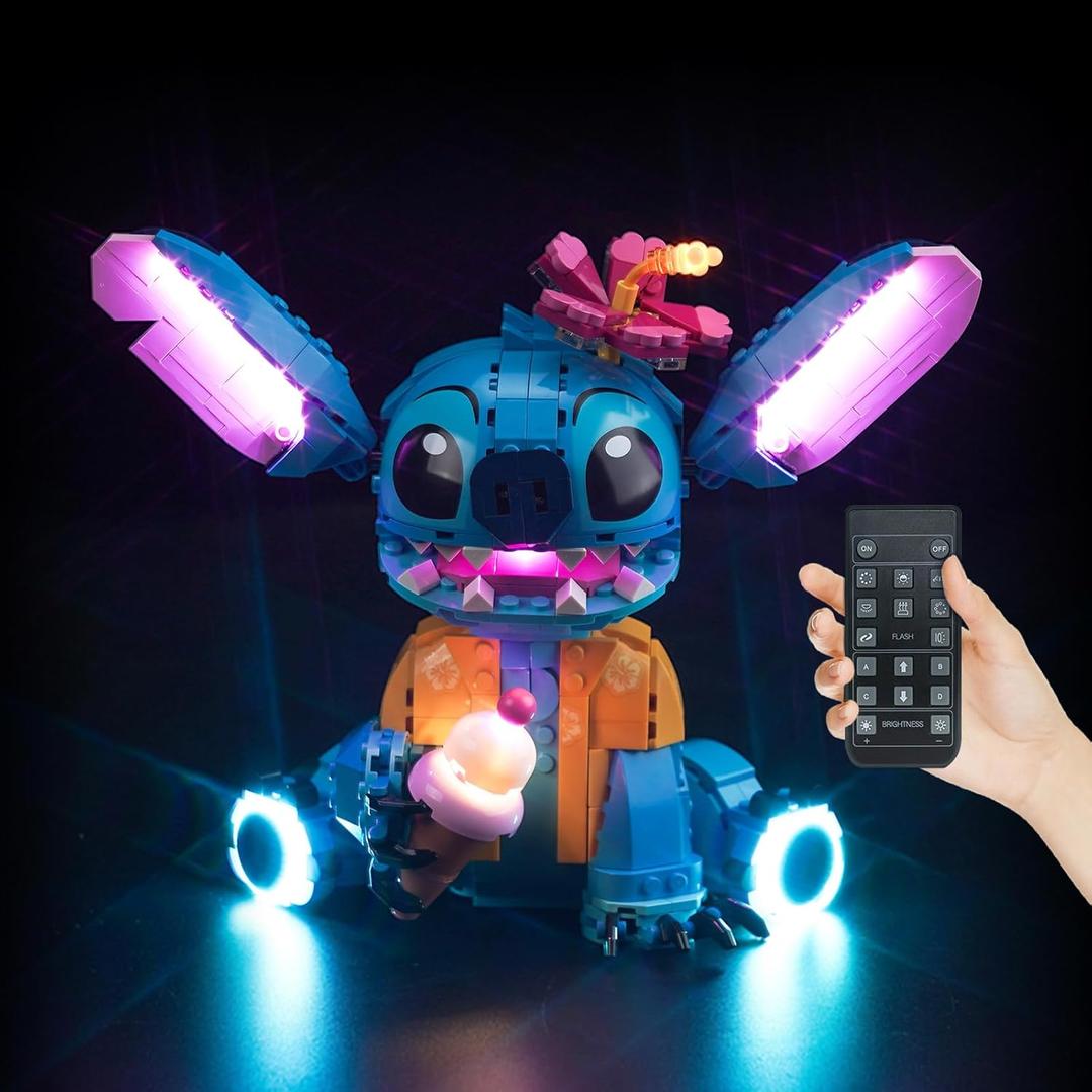 Upgraded Led Light Kit Compatible with Lego 43249 Stitch Toy Building Set, Remote Control Version Compatible with Lego 43249 (Model Not Included)