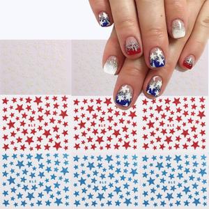 2 x 9 Sheets 4th of July Nail Stickers 3D Self-Adhesive Independence Day Nail Decals Accessories with Glitter Star Designs Red Blue Acrylic Nail Supplies for Women and Girls DIY Nails Decorations (Style 1)