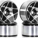 1.0 RC Beadlock Wheels Rims 12mm Hex 1/24 1/18 Aluminum Alloy Mud Slingers Hubs for 1:24 1:18 Rock Crawler Car Axial SCX24 FMS AX24 FCX18 FCX24 TRX4M 1.0" Tires 4PCS (Black)