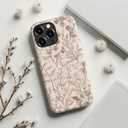 for iPhone 15 Pro Case Cute Wireless Charging Compatible Dual-Layer Shockproof Protection with Stylish Wildflower Design Protective Cover for Women - Beige Botanical Floral