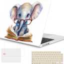 Mektron Case for 2026 MacBook Air 15 INCH M5 A3448 Compatible with M4 A3241 /M3 A3114 /M2 A2941 Printed Plastic Hard Shell Cover with 15.3" Liquid Retina Display Touch ID- Cute Elephant C341