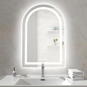 Arched LED Mirror for Bathroom 24"x36", Lighted Bathroom Vanity Mirror with Lights - Anti-Fog, Front Light and Backlit, Dimmable, 3 Colors