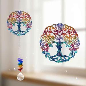 1 Layered Ornament Suncatcher - Tree of Life - Celtic Norse Mythology Ornament - Mother's Day Father's Day Christmas Birthday Gifts for Men, Women, Family, Friends - Viking Window Home Decor